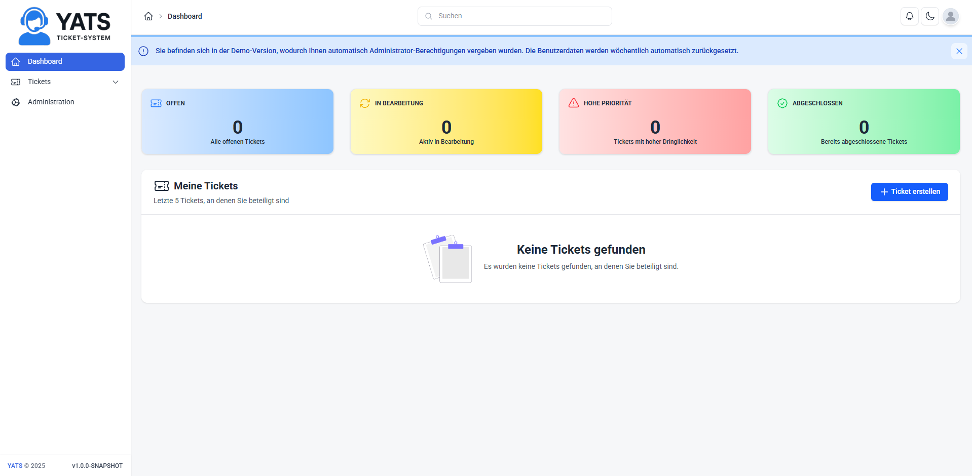 YATS Desktop – Ticketübersicht
