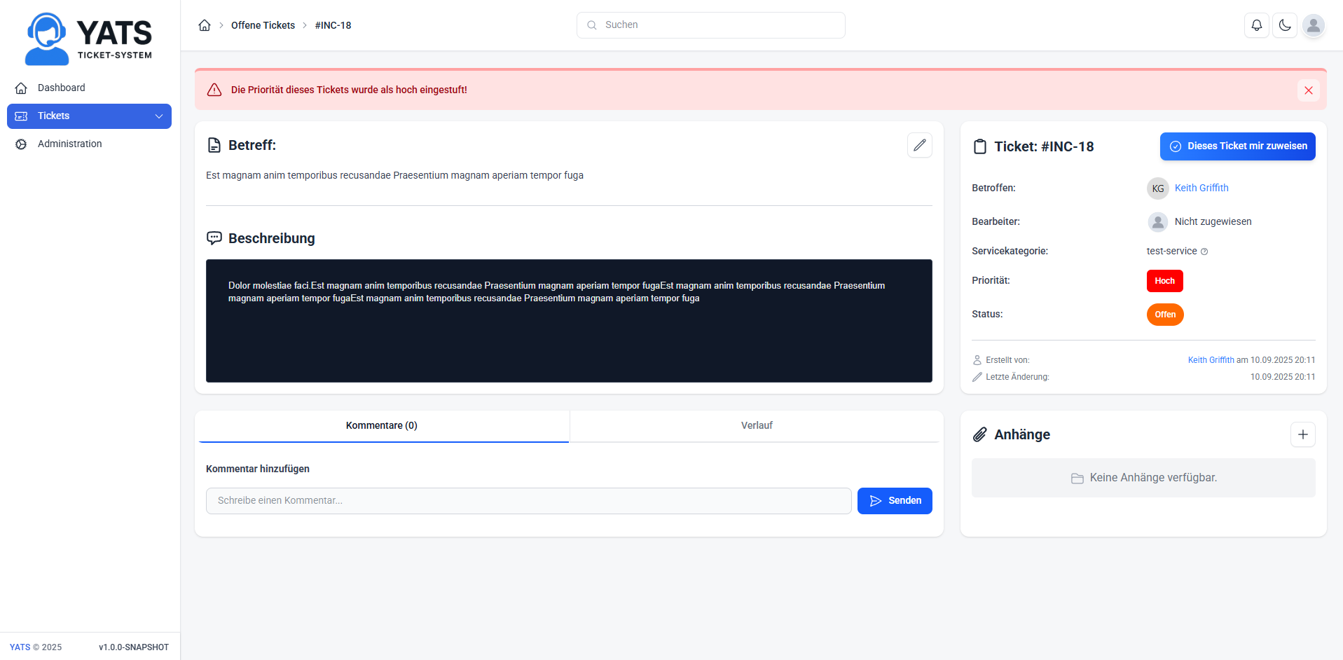 YATS Mobile – Ticketübersicht (hell)
