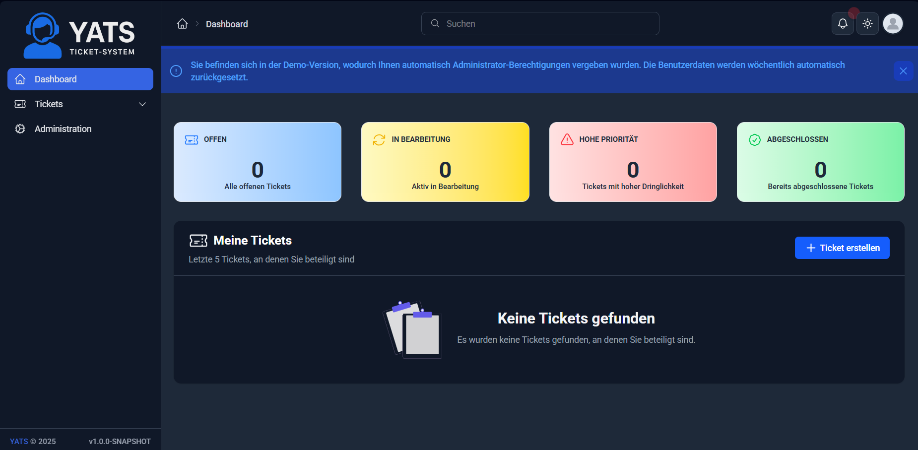 YATS Desktop – Ticketübersicht